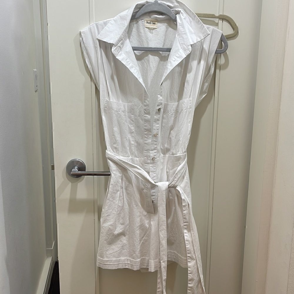 Peach Love White Romper Wrap Dress Size Small - Picture 3 of 8